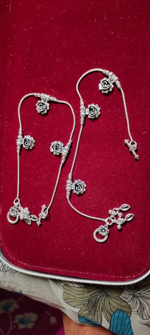 Sterling Silver womens anklet / kolusu size- 10 inch